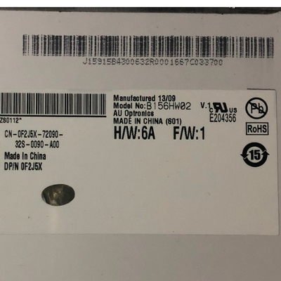 AUO نوار عمودی 15.6 اینچی LCD صفحه B156HW02 V1 1920*1080 141 PPI